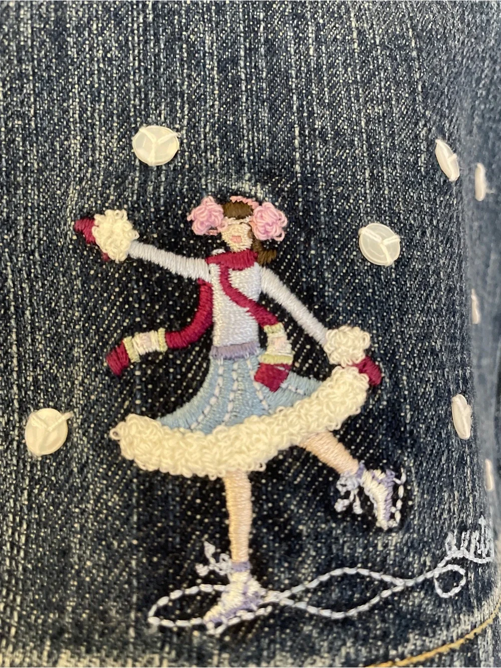 NWT Gymboree Blue Flare Denim Jeans with Skating Girl Embroidery sz 4